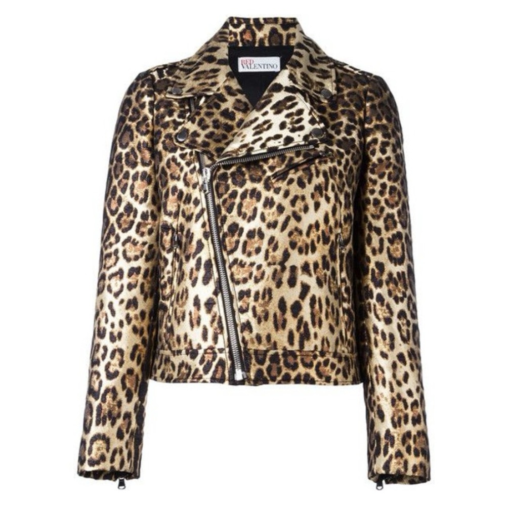 Leopard Jacquard Moto / Biker Jacket by RED Valentino